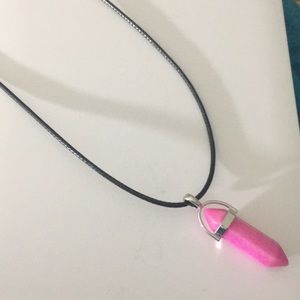 Pink howlite bullet pendant necklace